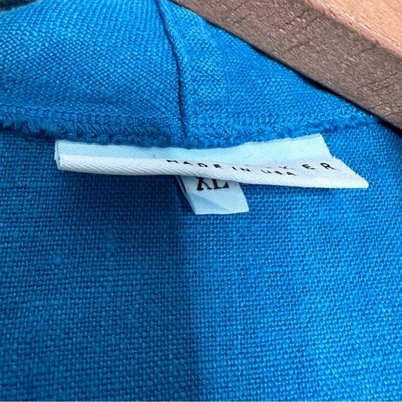 Bryn Walker | Blue Linen Open Front Drape Swing Jacket Size XL - Picture 5 of 8